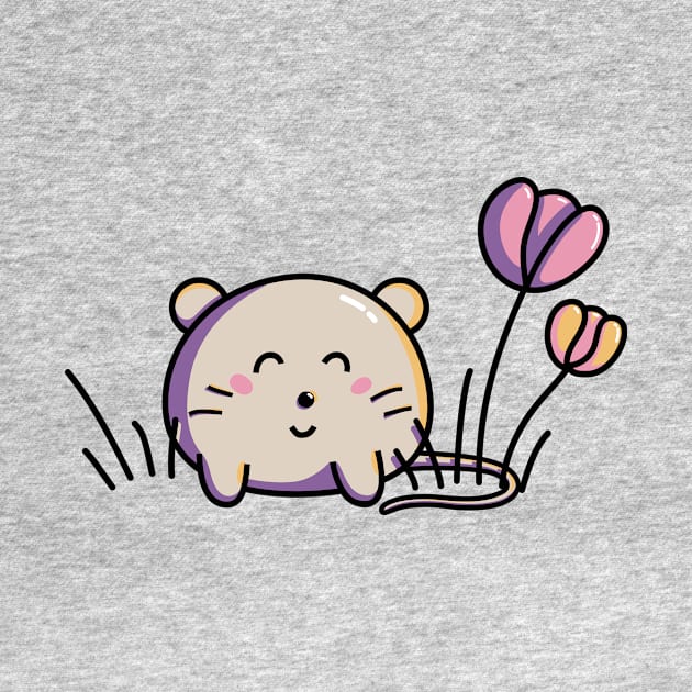 Cute Kawaii Spring Mouse and Flowers by freeves